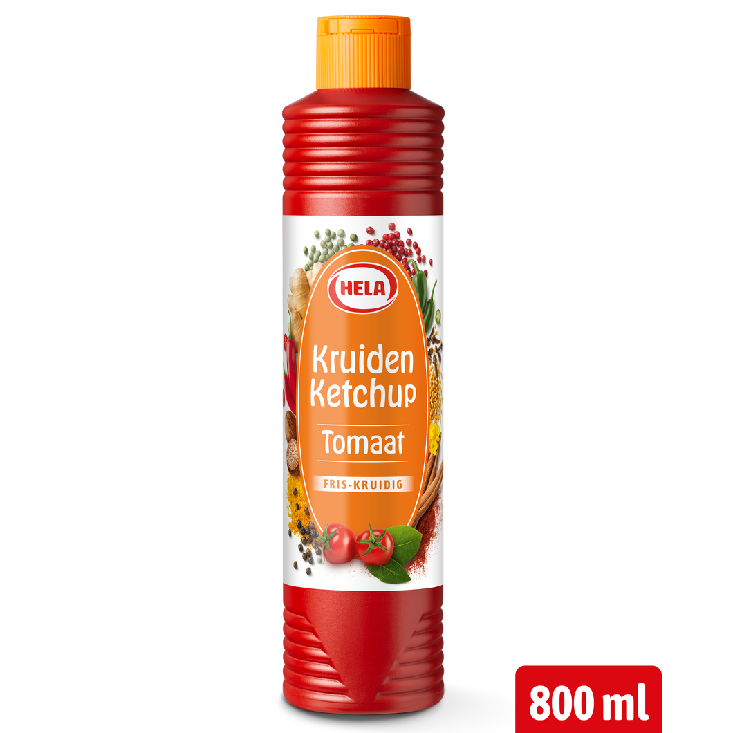 Hela Kruiden Ketchup Tomaat Fris-Kruidig 800 ml