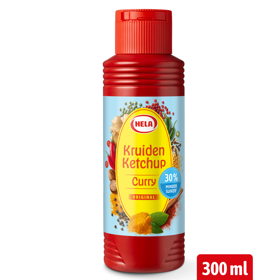 Hela Kruiden Ketchup Curry Original 30% minder suiker 300 ml