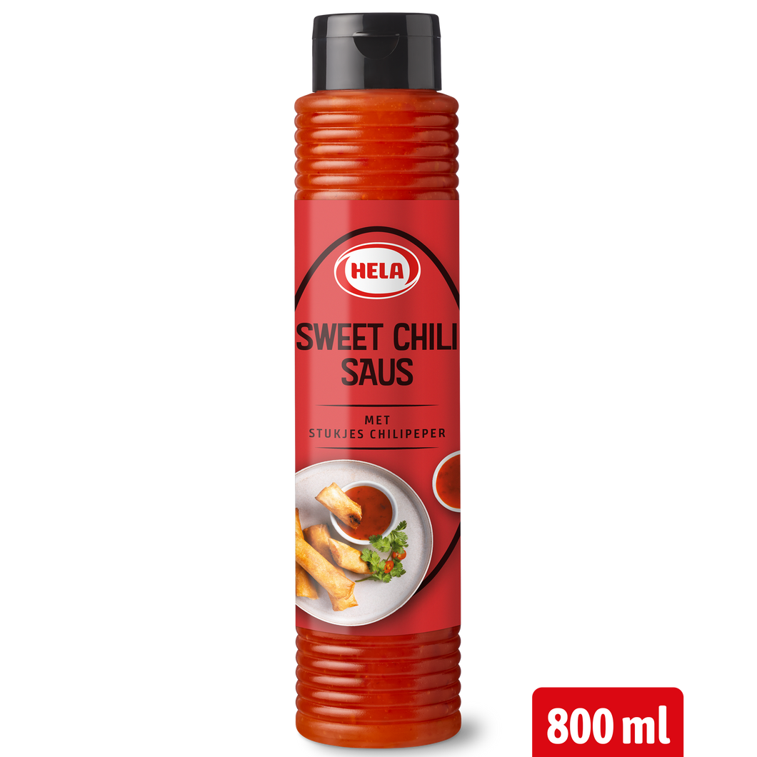 Hela Sweet Chilisaus met Stukjes Chilipeper 800 ml